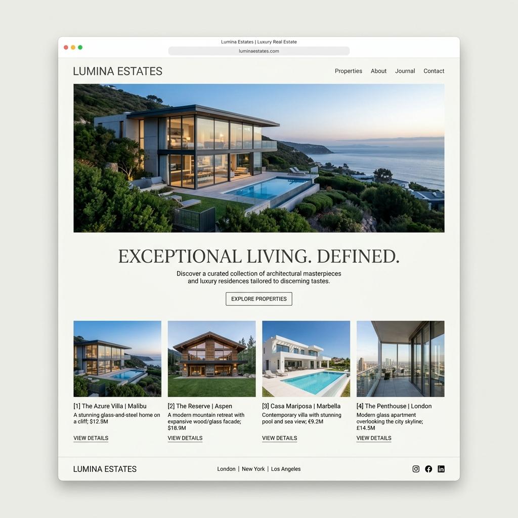 Lumina Estates - Real Estate Premium Web Design Morocco